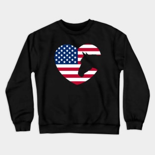 Horse Lover American Flag Heart Crewneck Sweatshirt